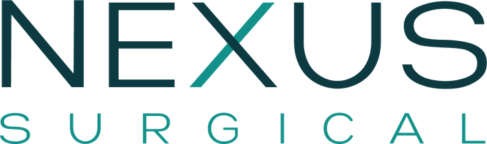 Nexus Surgical logo with the wordmark 'NEXUS' in dark teal and turquoise 'SURGICAL' letters beneath